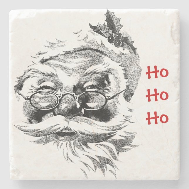 Santa Ho Ho Ho Steinuntersetzer (Vorderseite)
