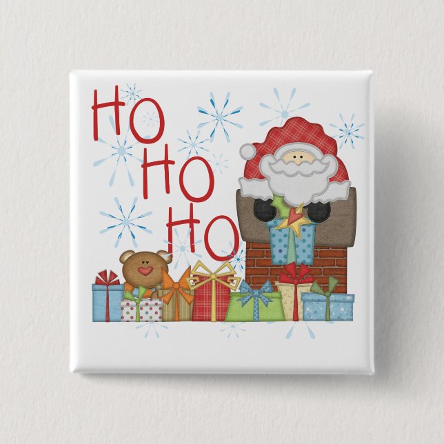 Santa Ho Ho Tshirts und Geschenke Button (Vorderseite)