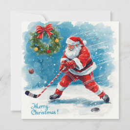 Santa Hockey Christmas Card  Feiertagskarte