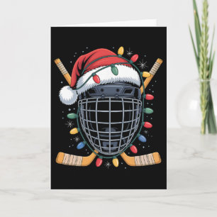 Santa Hockey-Torhüter-Maske Weihnachtsbeleuchtung  Karte