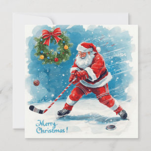 Santa Hockey Weihnachtskarte Feiertagskarte