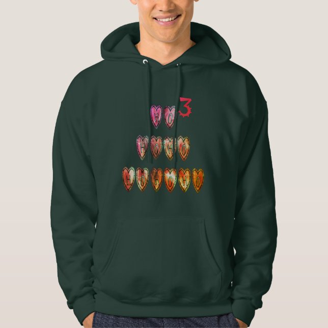 Santa Hoharo 3 Herzen Stilvoll Hoodie (Vorderseite)