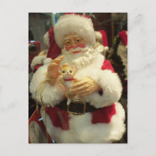 Santa Holding Kitten Feiertagspostkarte