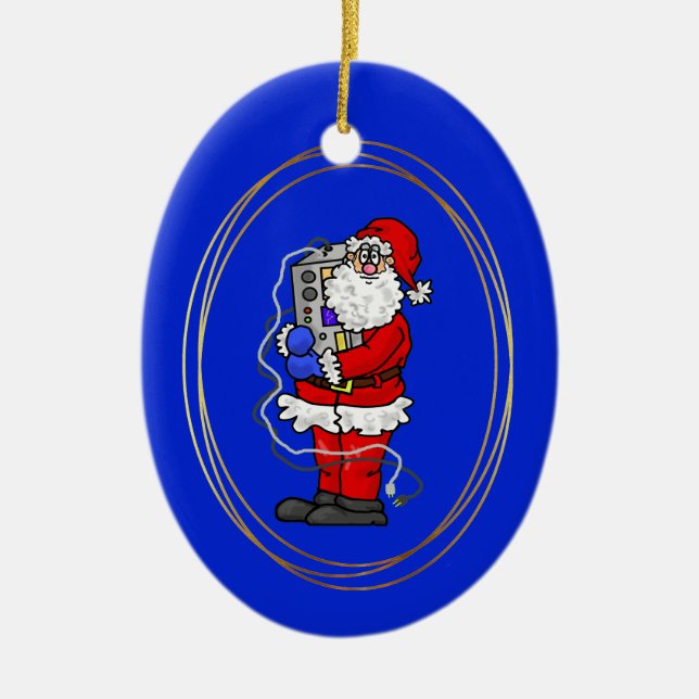 Santa Holding umarmt ein Radio Weihnachtsschmuck (Vorne)