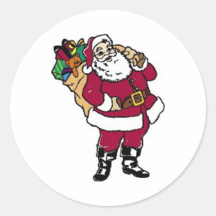 Santa Holds Toys Runder Aufkleber