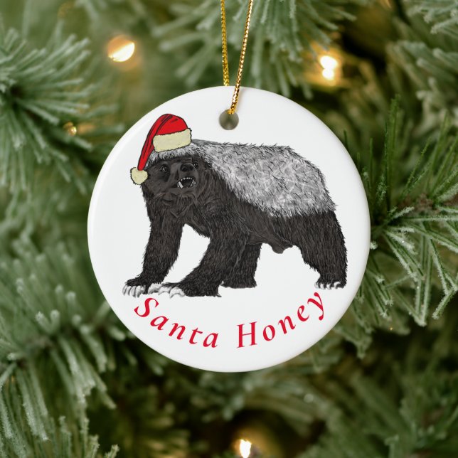 Santa Honey Badger Funny Quote Keramik Ornament (Baum)