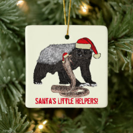Santa Honey Badger und Snake Funny Irony Keramikornament