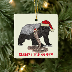 Santa Honigdachs und Schlange Lustige Ironie Keramikornament
