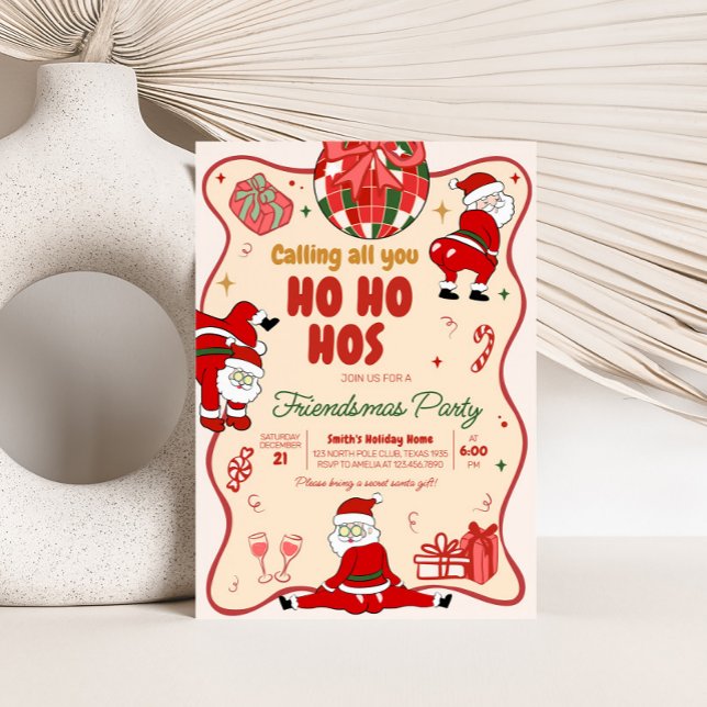 Santa Hos Funny Friendsmas Weihnachts-Party Einladung (Von Creator hochgeladen)
