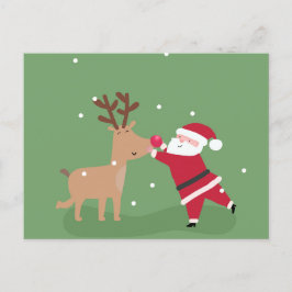 Santa Hugging Rudolph Postkarte