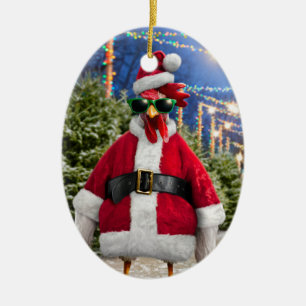 Santa Huhn Keramik Ornament