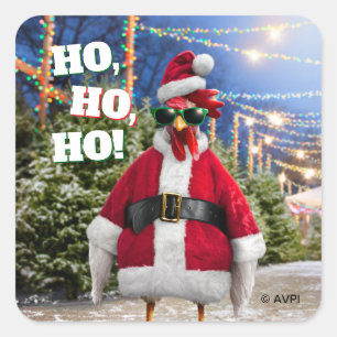 Santa Huhn Quadratischer Aufkleber