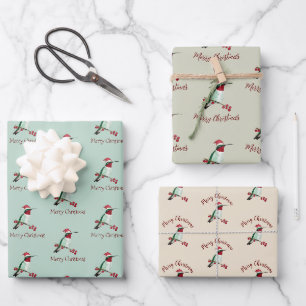 Santa Hummingbird Frohe Weihnachten Geschenkpapier Set