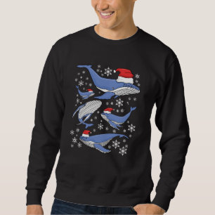 Santa Humpback Wale & Snowflake Weihnachten Sweatshirt