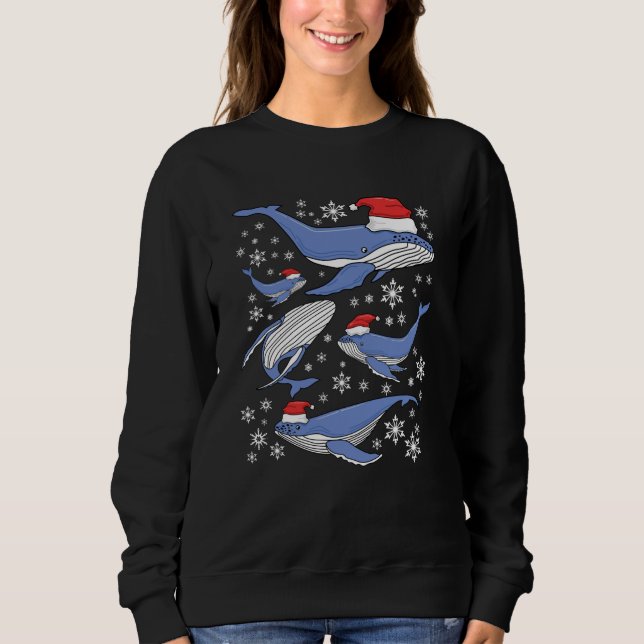 Santa Humpback Wale & Snowflake Weihnachten Sweatshirt (Vorderseite)