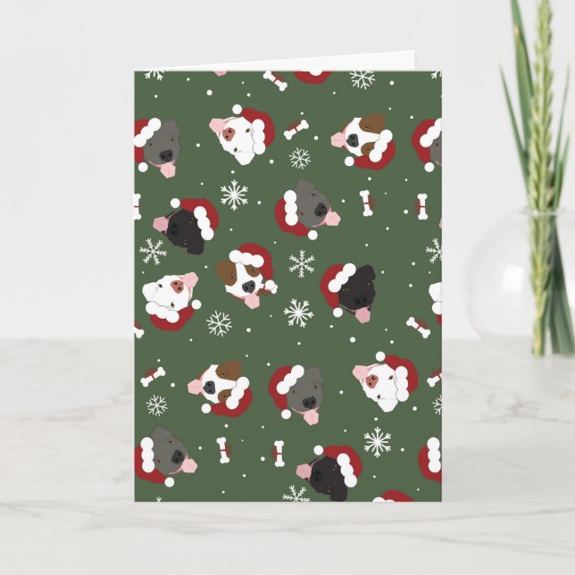 Santa Hunde auf Grün Karte (Vorderseite)