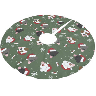 Santa Hunde auf Grün Polyester Weihnachtsbaumdecke