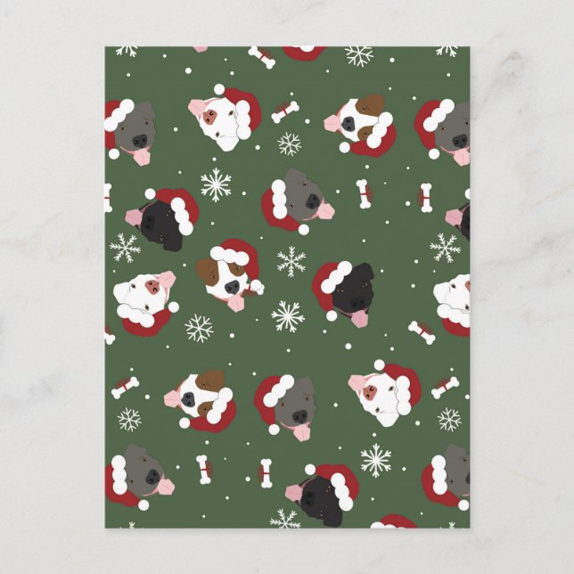 Santa Hunde auf Grün Postkarte (Vorderseite)