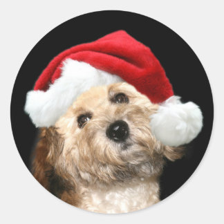 Santa Hunde Runder Aufkleber