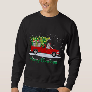 Santa Husky Riding Red Truck Frohe Weihnachten Sweatshirt