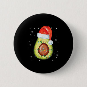 Santa Hut Avocado Frohe Weihnachten Veganer Pyjama Button