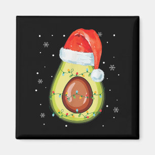 Santa Hut Avocado Frohe Weihnachten Veganer Pyjama Magnet