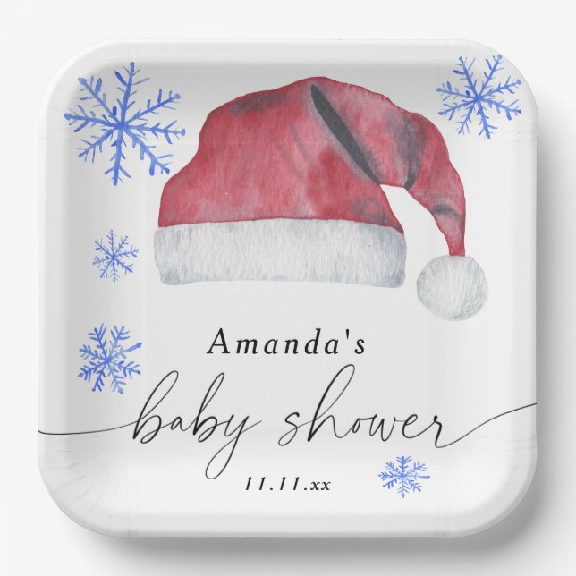 Santa Hut - Babyparty  Pappteller (Vorderseite)