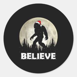 Santa Hut Bigfoot Glaub Weihnachtsbeleuchtung Rock Runder Aufkleber