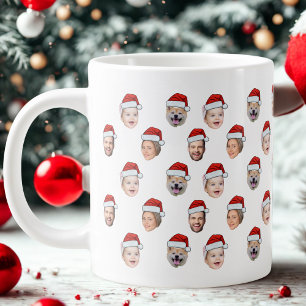 Santa Hut Custom Familien-Gesicht 4 Fotos Weihnach Jumbo-Tasse