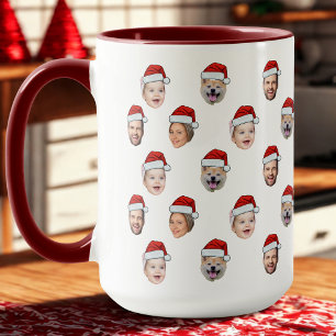 Santa Hut Custom Familien-Gesicht 4 Fotos Weihnach Tasse