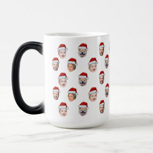 Santa Hut Custom Familien-Gesicht 4 Fotos Weihnach Verwandlungstasse