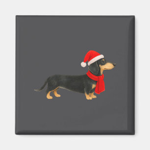 Santa-Hut-Dachshund-Weihnachten-Lustiger-süßer-Hun Magnet