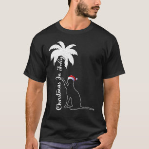 Santa Hut Katze Sommer Weihnachten im Juli Palme C T-Shirt