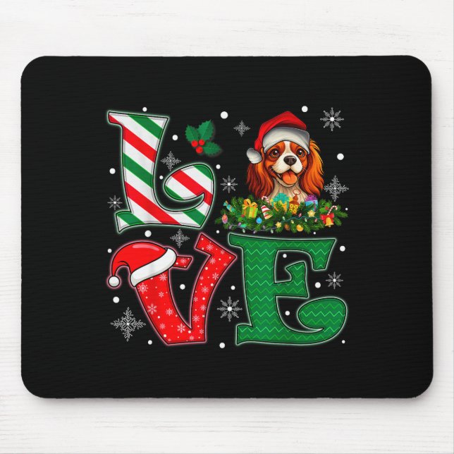 Santa Hut Liebe Cavalier King Charles Spaniel Hund Mousepad (Vorne)