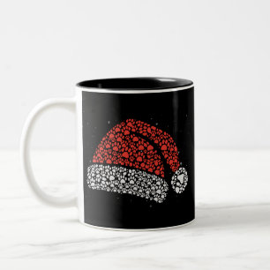 Santa Hut Pfotenabdruck Weihnachten Hundeliebhaber Zweifarbige Tasse