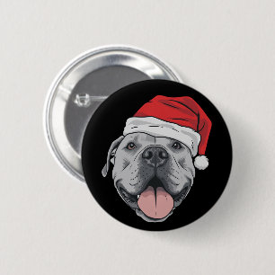 Santa-Hut Pitbull Weihnachten Xmas Haustier Hunde  Button