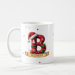 Santa Hut Rot Weihnachten Buchstabe B Name Kaffeetasse