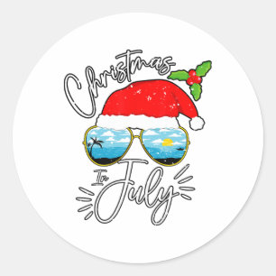 Santa-Hut-Sonnenbrille Sommerferien Weihnachten im Runder Aufkleber