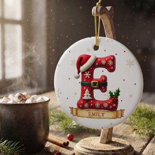 Santa Hut Weihnachten Buchstabe E Name Keramik Ornament