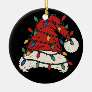 Santa Hut Weihnachtsbeleuchtung Männer Frauen Kind Keramik Ornament