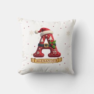 Santa Hut Weihnachtsmann Rot Buchstabe A Name Kissen