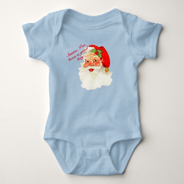 Santa I war gut personalize Christmas Baby Baby Strampler (Vorderseite)