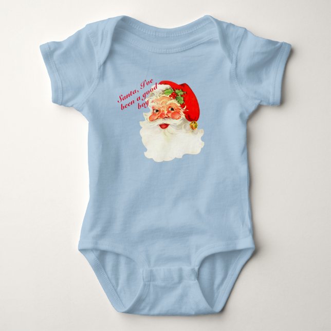 Santa I war gut personalize Christmas Baby Strampler (Vorderseite)