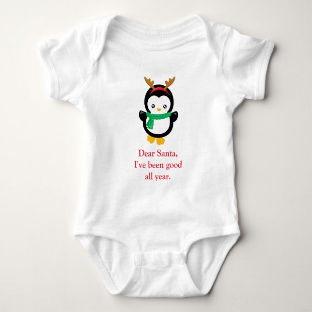 Santa I war Niedliche Weihnachten ein guter Pingui Baby Strampler (Vorderseite)