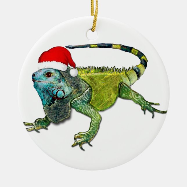 Santa Iguana Keramik Ornament (Vorne)