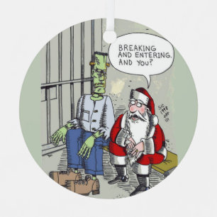 Santa im Gefängnis runder Metallschmuck Ornament Aus Metall