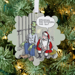 Santa Im Gefängnis Schneeflocken Papier Ornament Karte