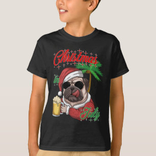 Santa im Juli Weihnachten Mops Santa Kostüm Hund t T-Shirt