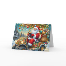 Santa im Weihnachts-Golfcart-Feiertagsgrußkarte