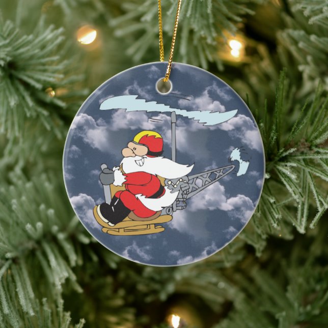 Santa in a Helicopter Ornament (Baum)